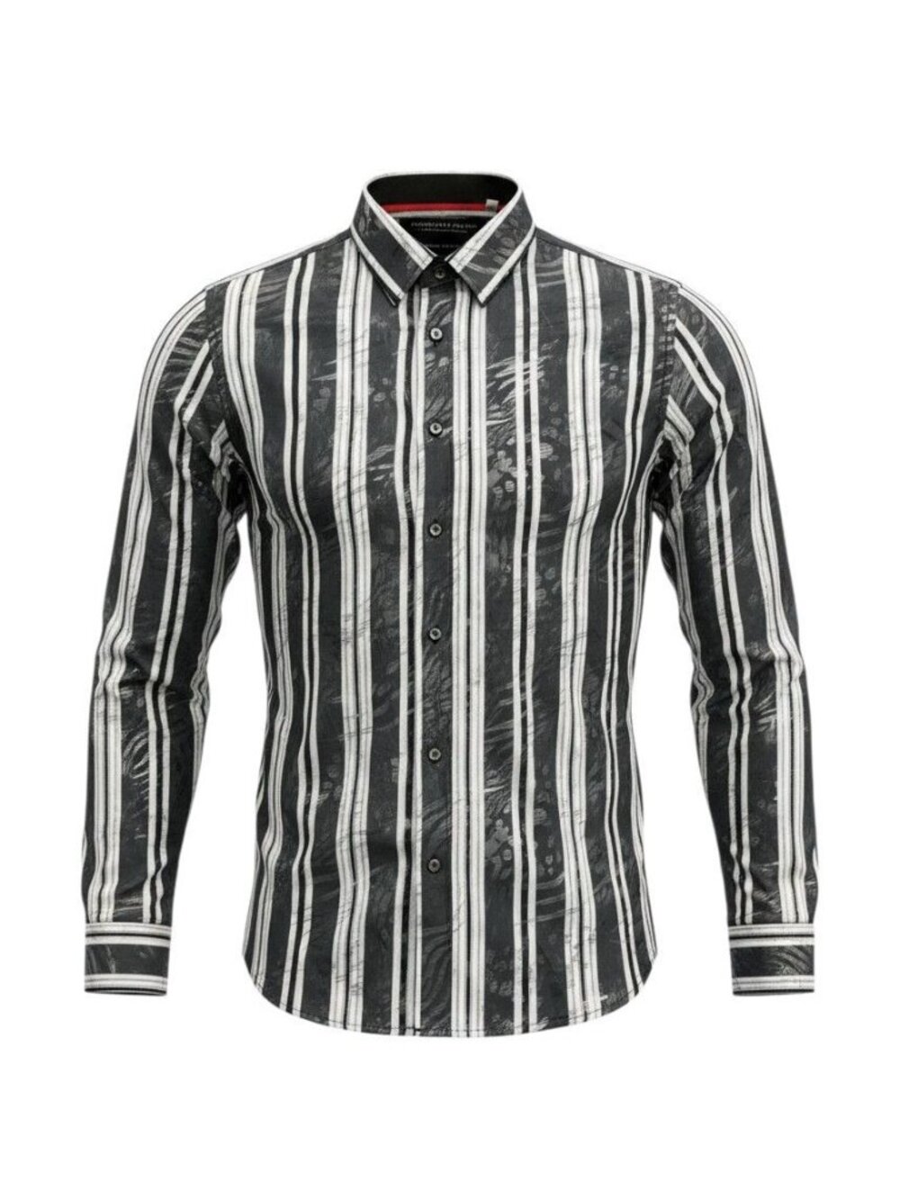 American Breed Mens Long Sleeve Black & White Striped Button-Up Shirt